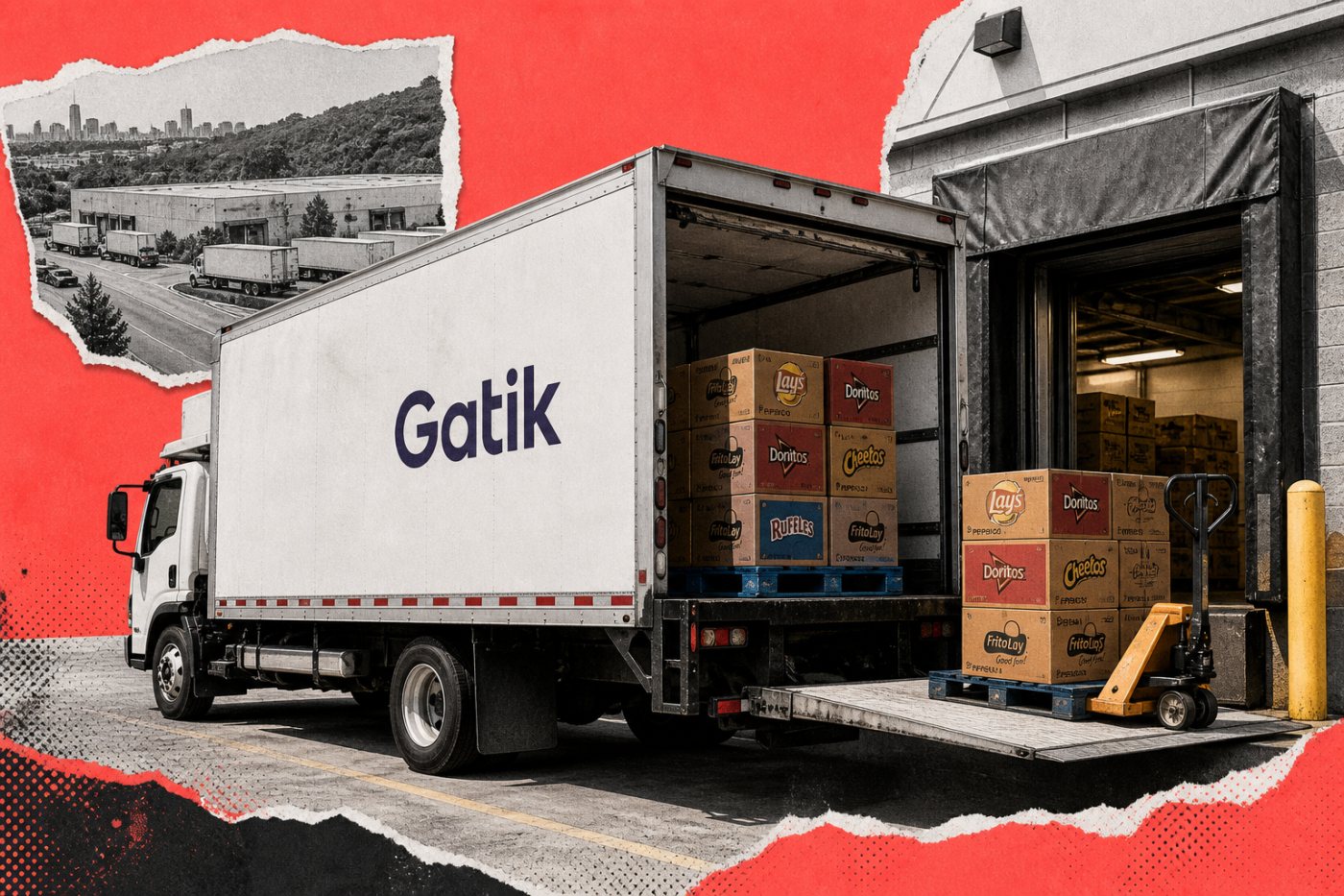 Truk Gatik menyelesaikan pengiriman komersial dari pusat distribusi ke lokasi pelanggan.