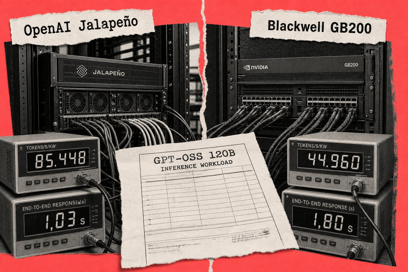 Jalapeño y GB200 ejecutan GPT-OSS 120B con diferencias verificadas de rendimiento por kilovatio y latencia.