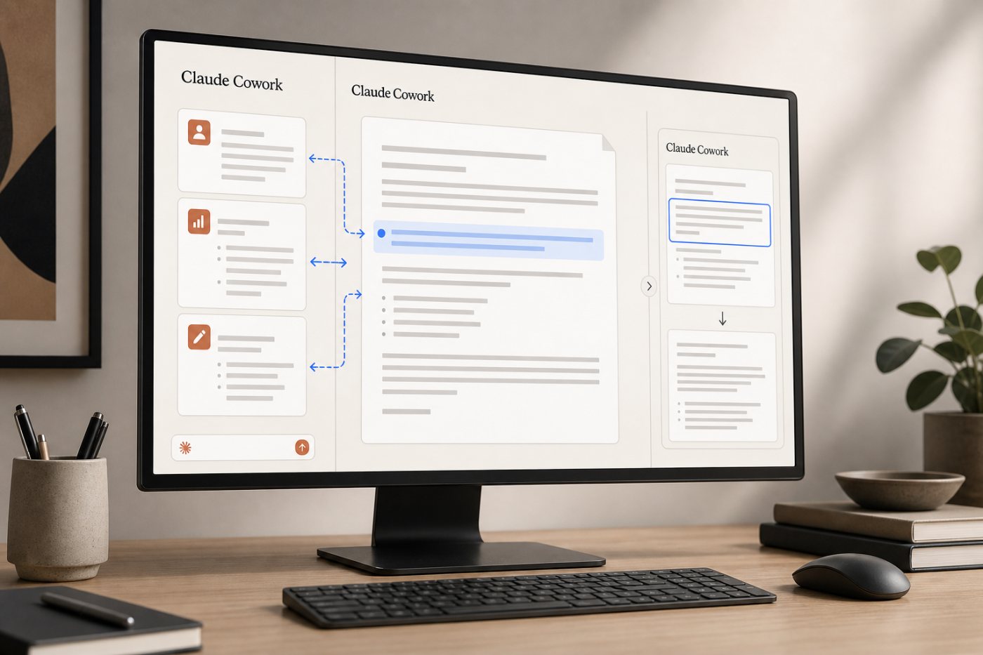 Claude Cowork uses project context retained from Claude Chat to prepare a manager update.