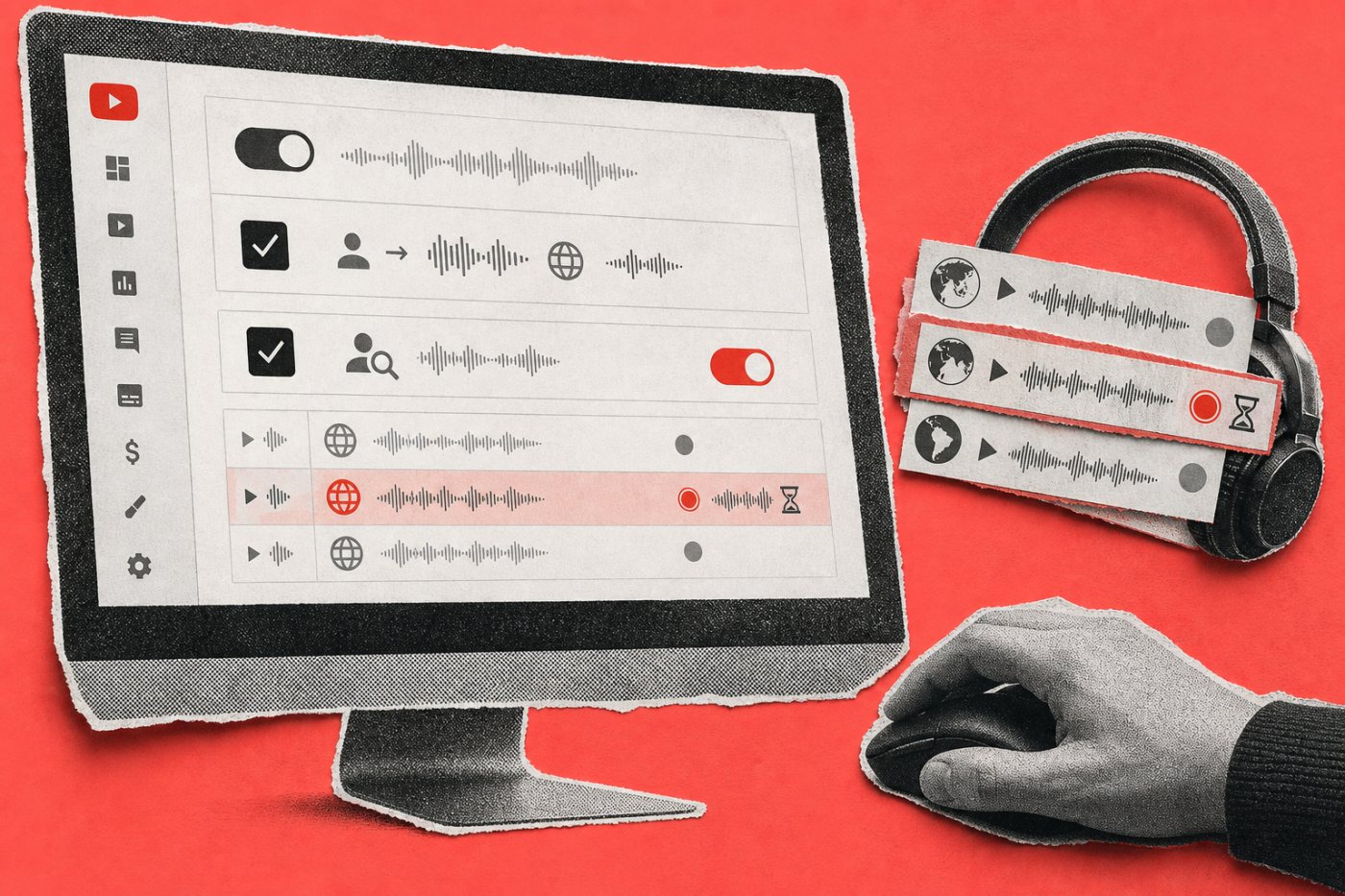 Doublages automatiques générés mais retenus pour validation manuelle dans YouTube Studio.