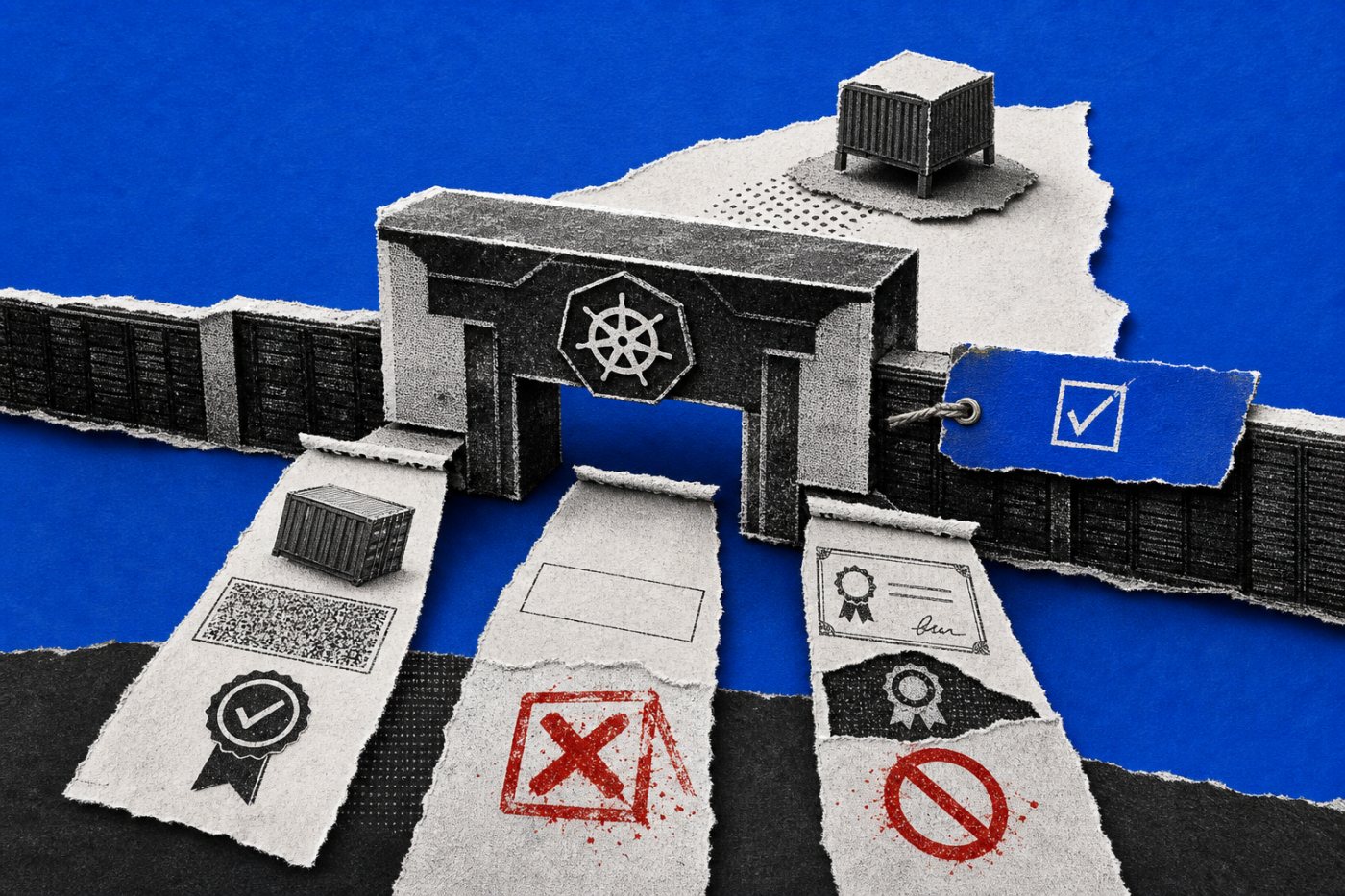 An opted-in Kubernetes namespace admits the trusted digest and blocks unsigned or wrongly signed workloads.