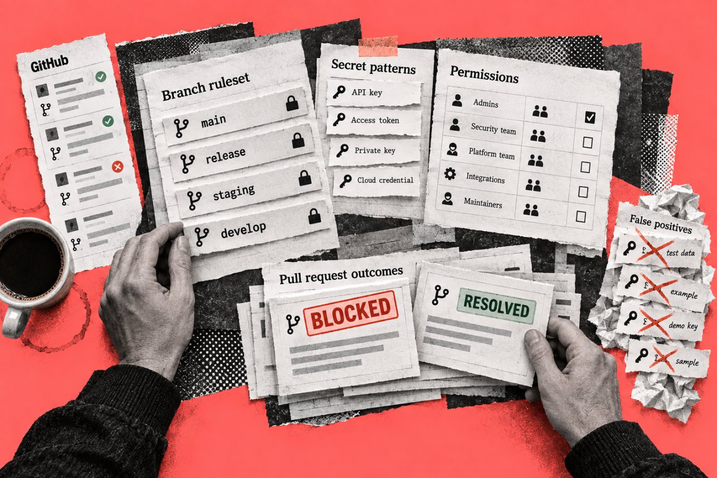 منتظم GitHub rule کے وسیع نفاذ سے پہلے branches، secret patterns، bypass permissions اور blocked PRs کا audit کر رہا ہے