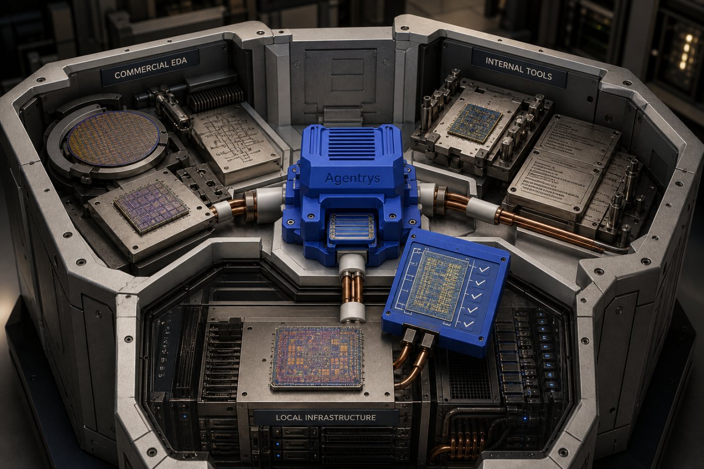 semiconductor ٹیم کا اپنا agent موجودہ EDA اور داخلی tools پر چل کر تصدیق شدہ workflow محفوظ کرتا ہوا