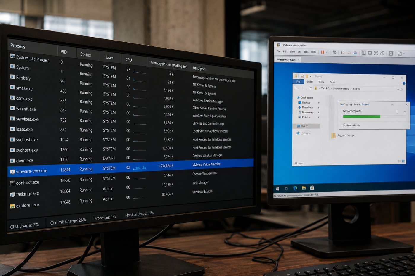 The HGFS flaw lets an administrator-controlled guest affect its VMX process on the VMware host without the VMXNET3 condition.