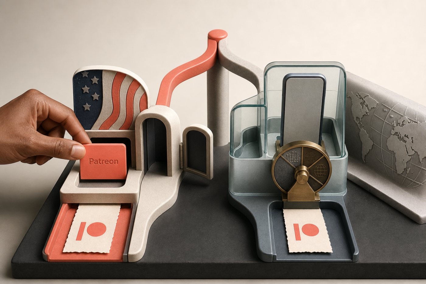 Patreon iOS checkout differs for U.S. web buyers and non-U.S. in-app buyers.