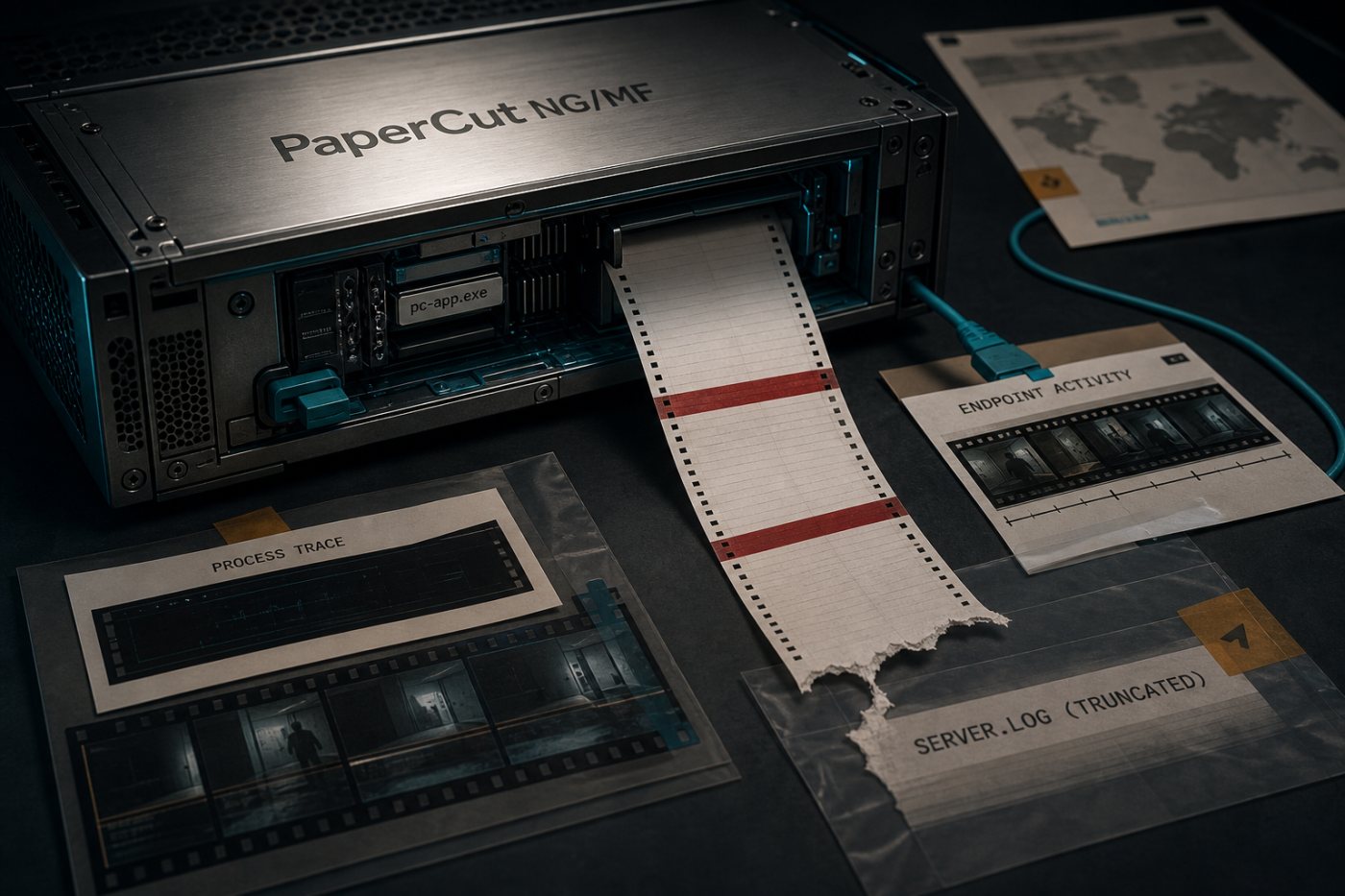 PaperCut NG/MFでpc-app.exeの不審な活動とserver.logの欠落・エラーを照合する侵害調査