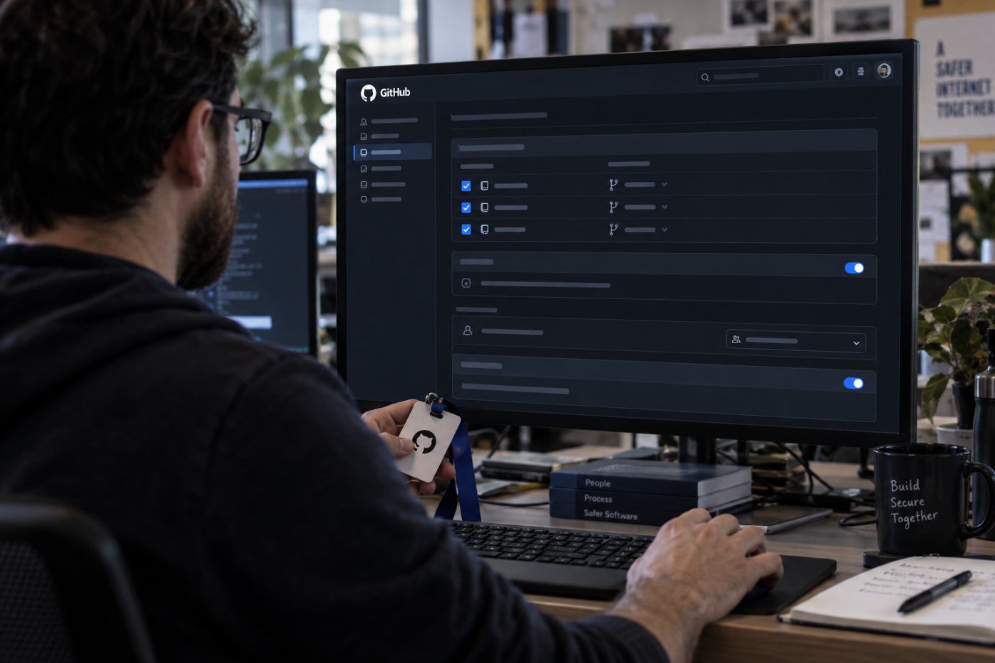 GitHub yöneticisinin hedef dalları ve bypass rollerini sınırlayarak secret scanning kuralını etkinleştirmesi