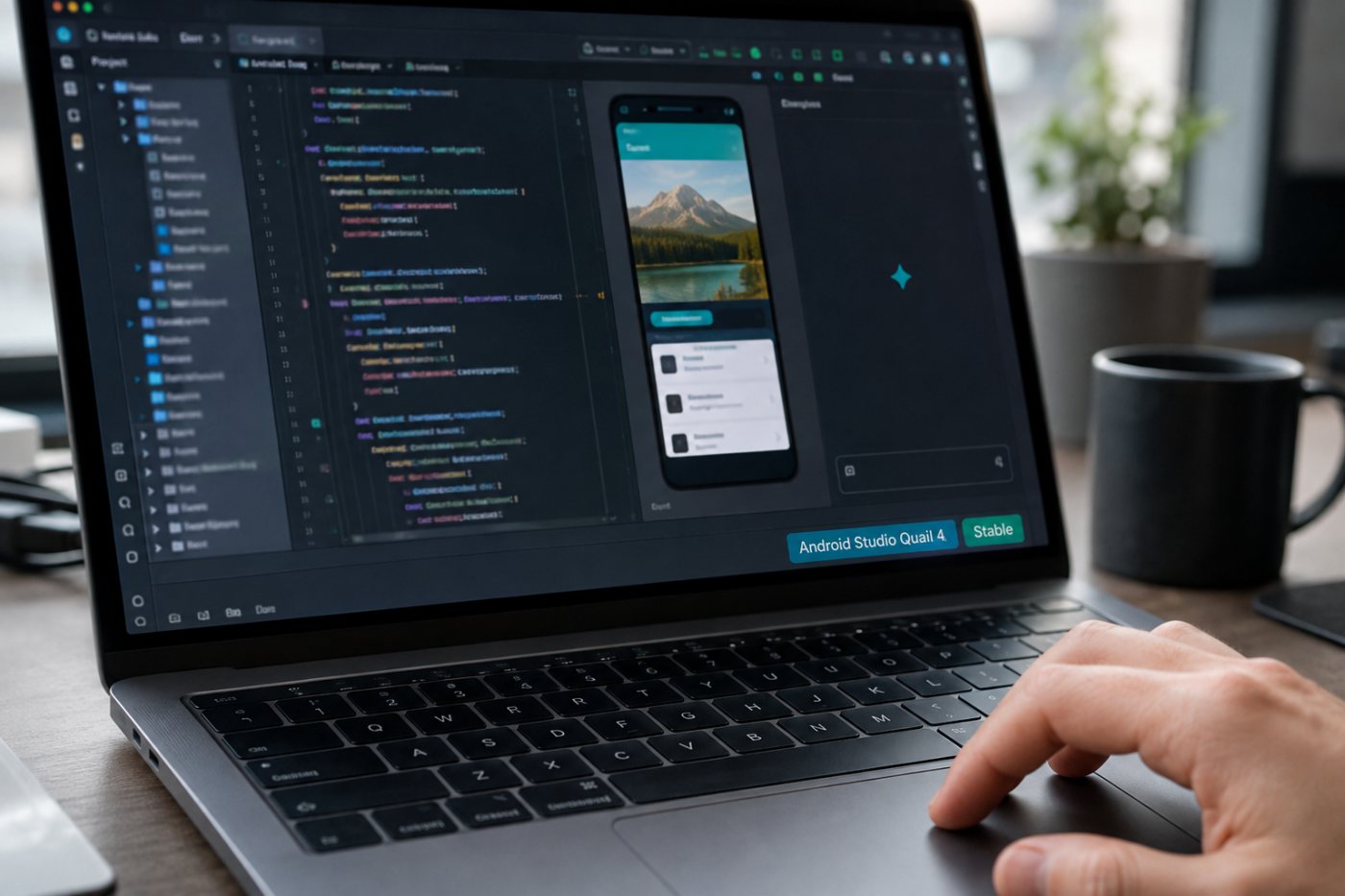 Android Studio Quail 4 steht als stabile Version 2026.1.4 für ein geöffnetes Android-Projekt bereit.