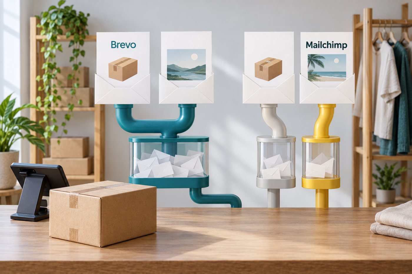 Een bestelbevestiging telt bij Brevo mee in het verzendvolume, terwijl Mailchimp transactiemail afzonderlijk berekent.