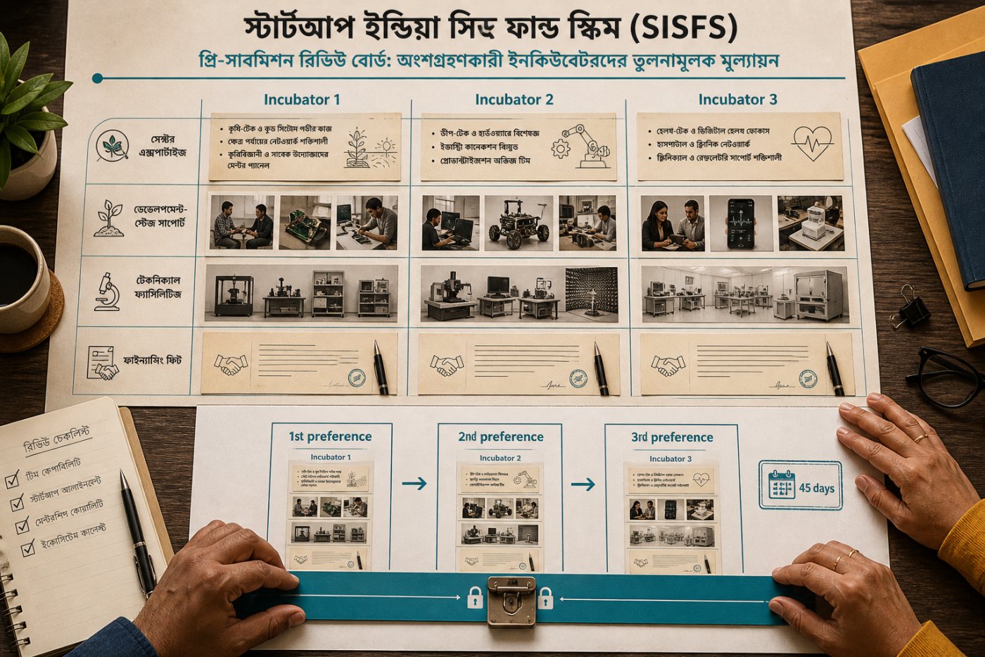Sector, startup stage ও financing fit যাচাই করে তিনটি incubator-কে পছন্দের ক্রমে সাজানো হচ্ছে।