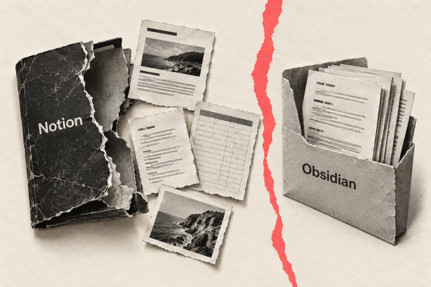 Notionov izvoz razdvaja sadržaj u datoteke koje ne obnavljaju odmah radni prostor, a Obsidianove bilješke ostaju lokalne Markdown datoteke.