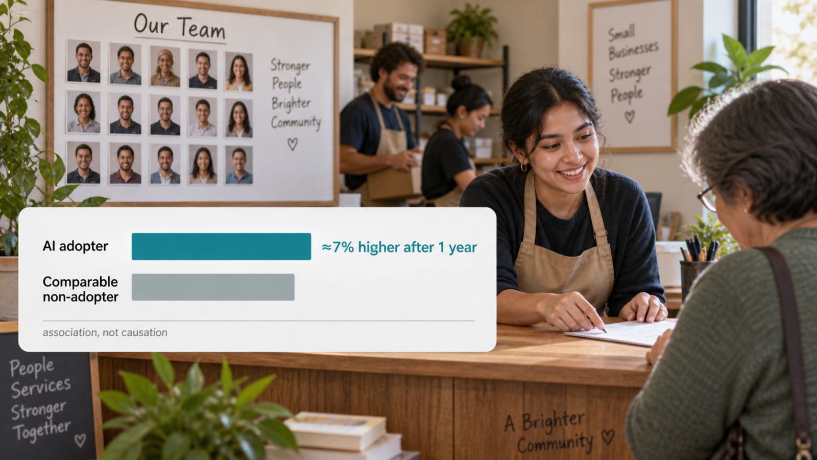 ছোট ব্যবসায় AI নেওয়ার পর hiring ৭% বেশি—কারণ প্রমাণিত নয়