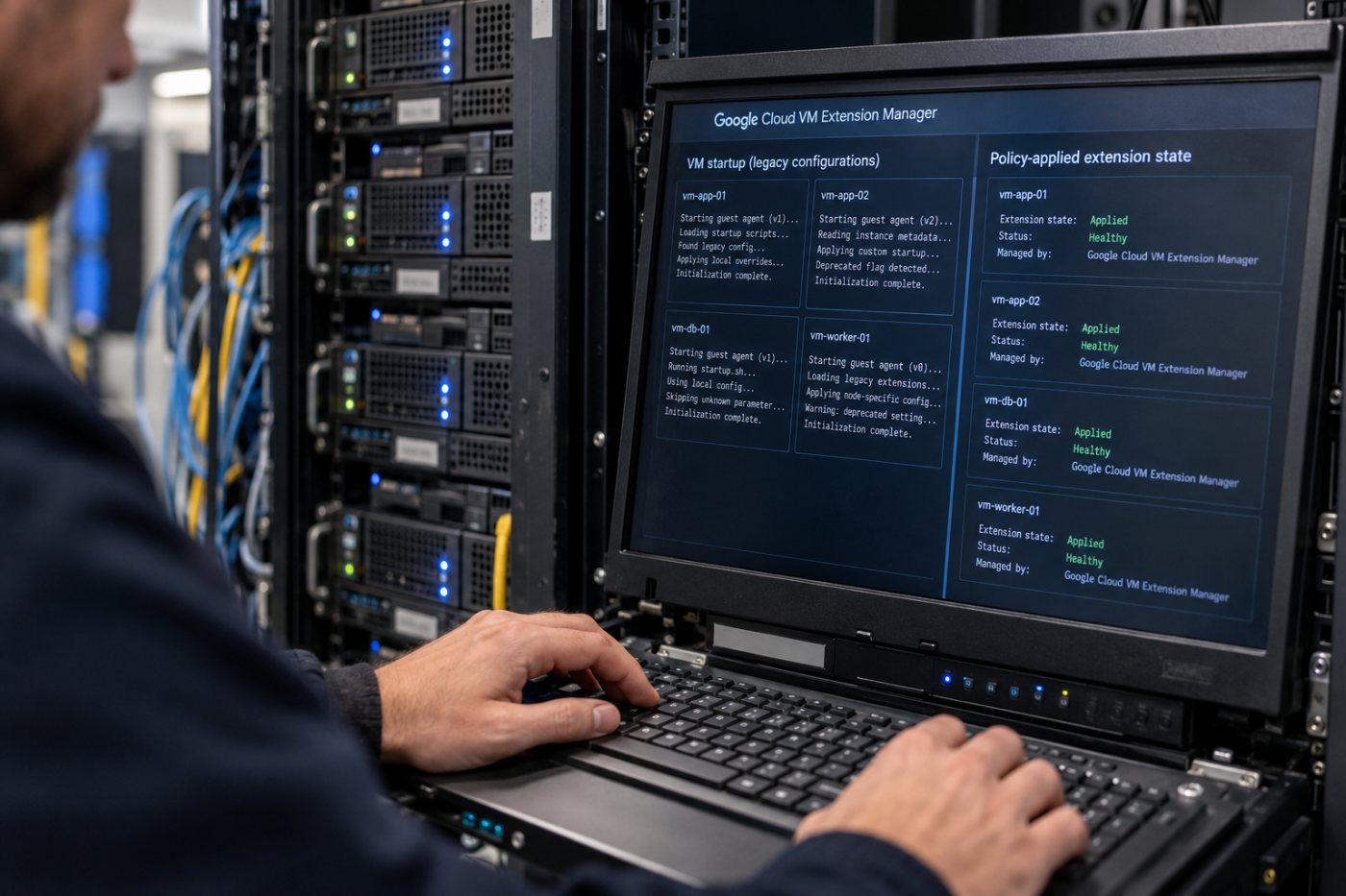 Individuelle Startabläufe werden für unterstützte Compute-Engine-Erweiterungen durch eine gemeinsame deklarative Richtlinie ersetzt.