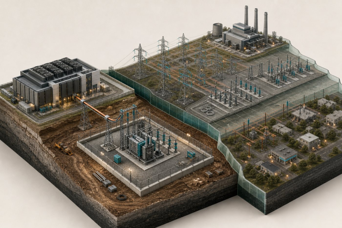 A dedicated data center grid connection contrasted with the broader capacity obligations covered by Virginia’s GS-5 rate class.