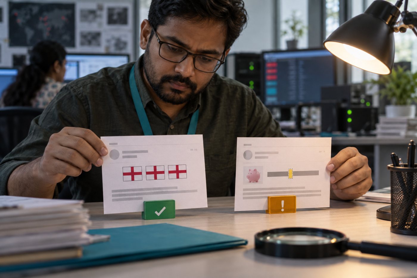 বৈধ ইংল্যান্ড flag-এর সম্পূর্ণ tag sequence অনুমোদিত, আর আর্থিক শব্দের মাঝের একক tag review-তে পাঠানো হচ্ছে।
