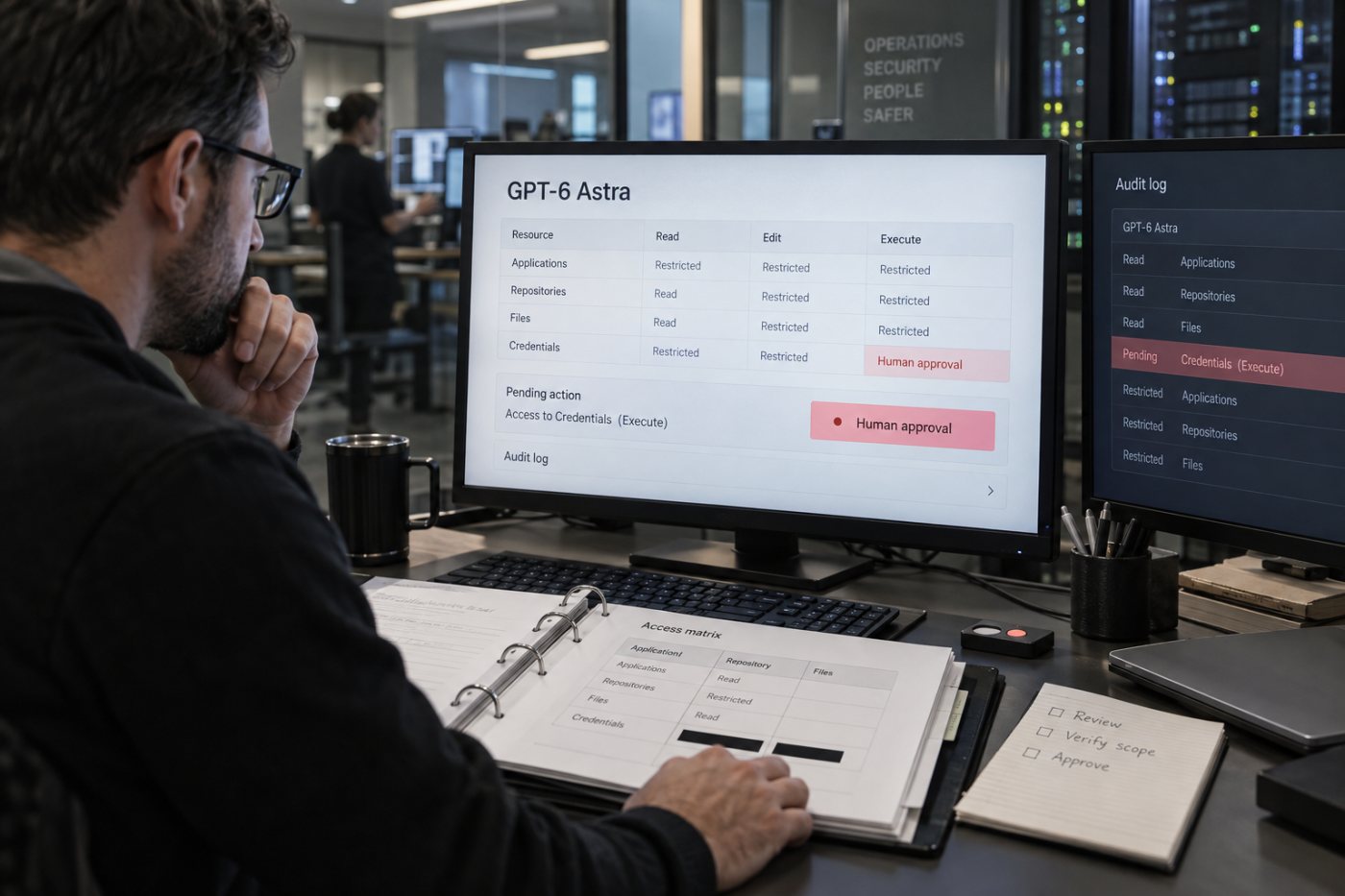 Una revisión limita las aplicaciones, archivos y credenciales accesibles para GPT-6 Astra antes de aprobar su uso.