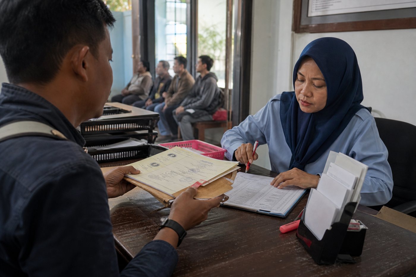 Pekerja migran menyerahkan rekam pengalaman dan kompetensi untuk diverifikasi dalam sistem pengakuan nasional.