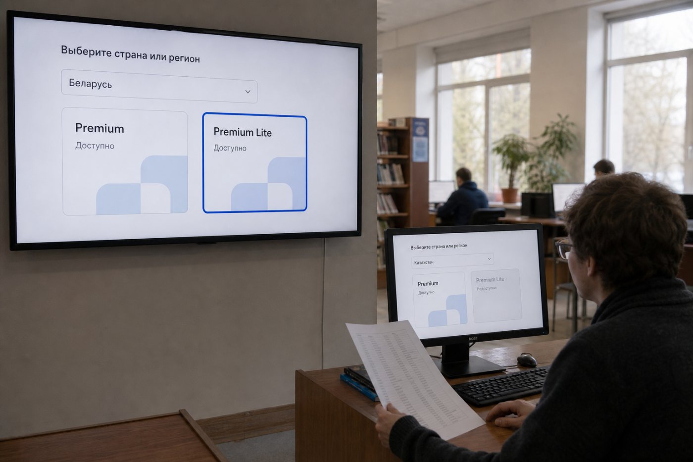 Проверка доступности YouTube показывает Premium Lite в Беларуси и только обычный Premium в Казахстане.