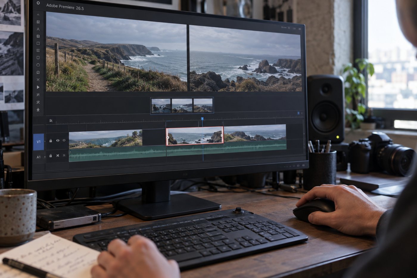 Premiere 26.5 comble un vide de la timeline avec un B-roll éditable fondé sur des plans de référence.
