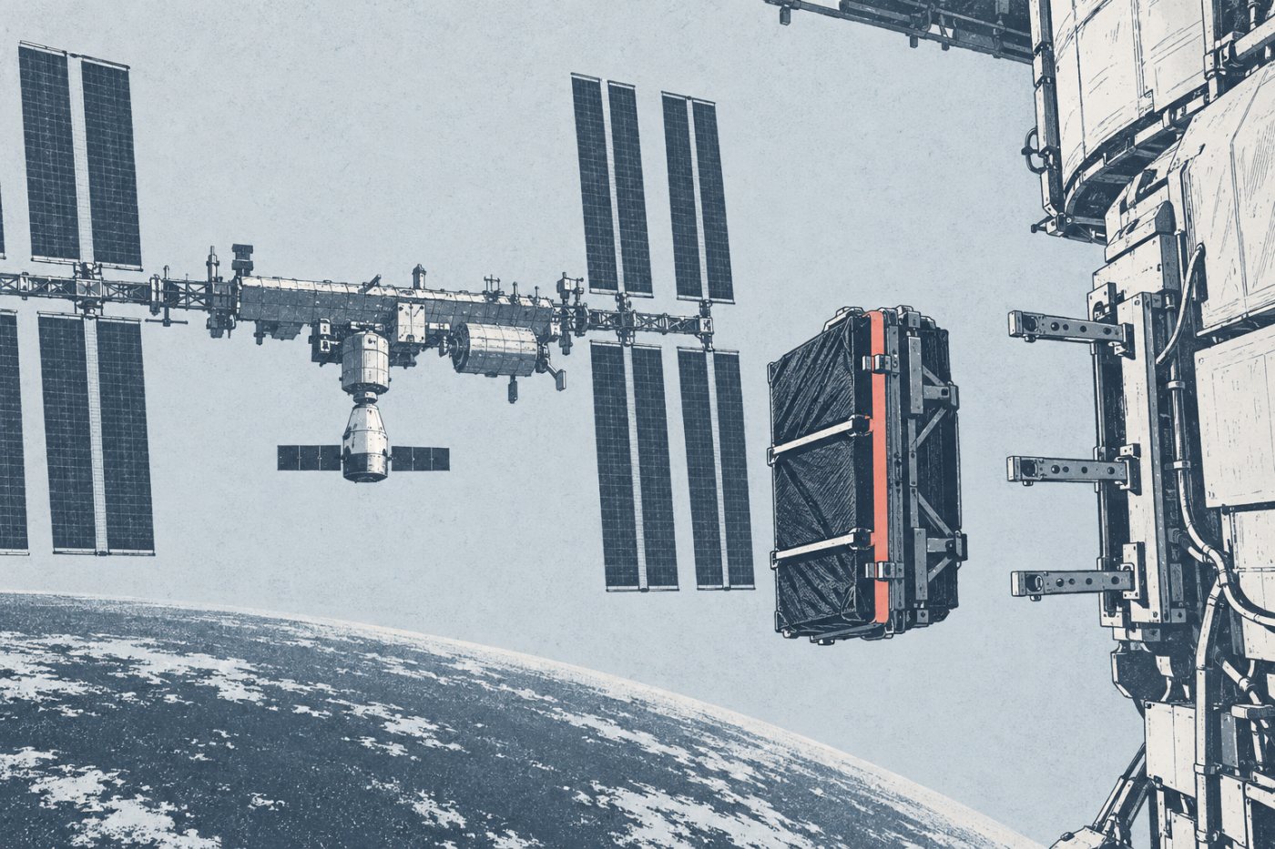 Склопљено iROSA крило чека спољну уградњу на ISS-у пре него што може да производи додатну струју.