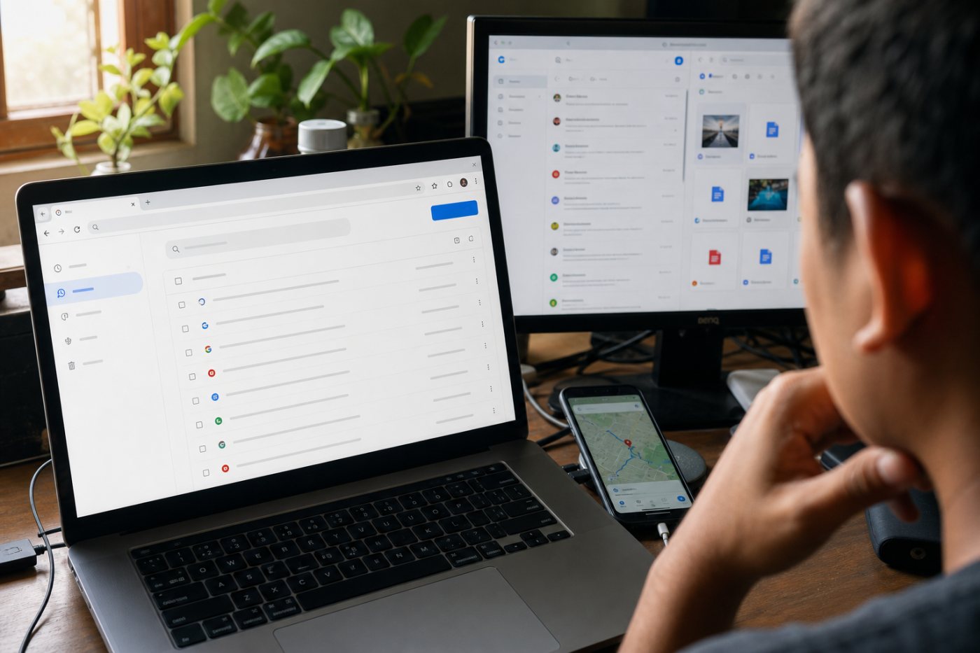 Riwayat Chrome, kunjungan Maps Timeline, serta konten Gmail dan Drive tetap berada pada jalur penyimpanan masing-masing.