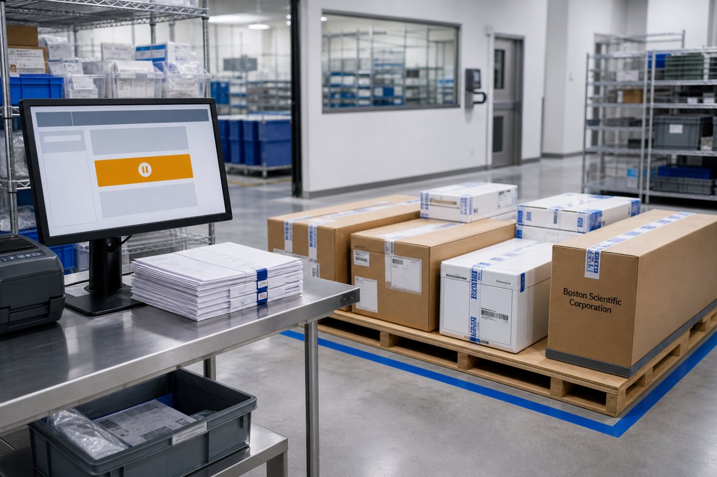 Boston Scientificの受注データが保留され、医療機器の出荷が進まない状態