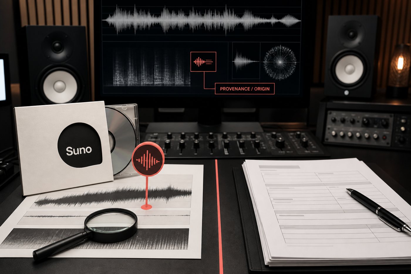 Contrôle séparé de l’identification technique d’un morceau Suno et de ses justificatifs de droits commerciaux.