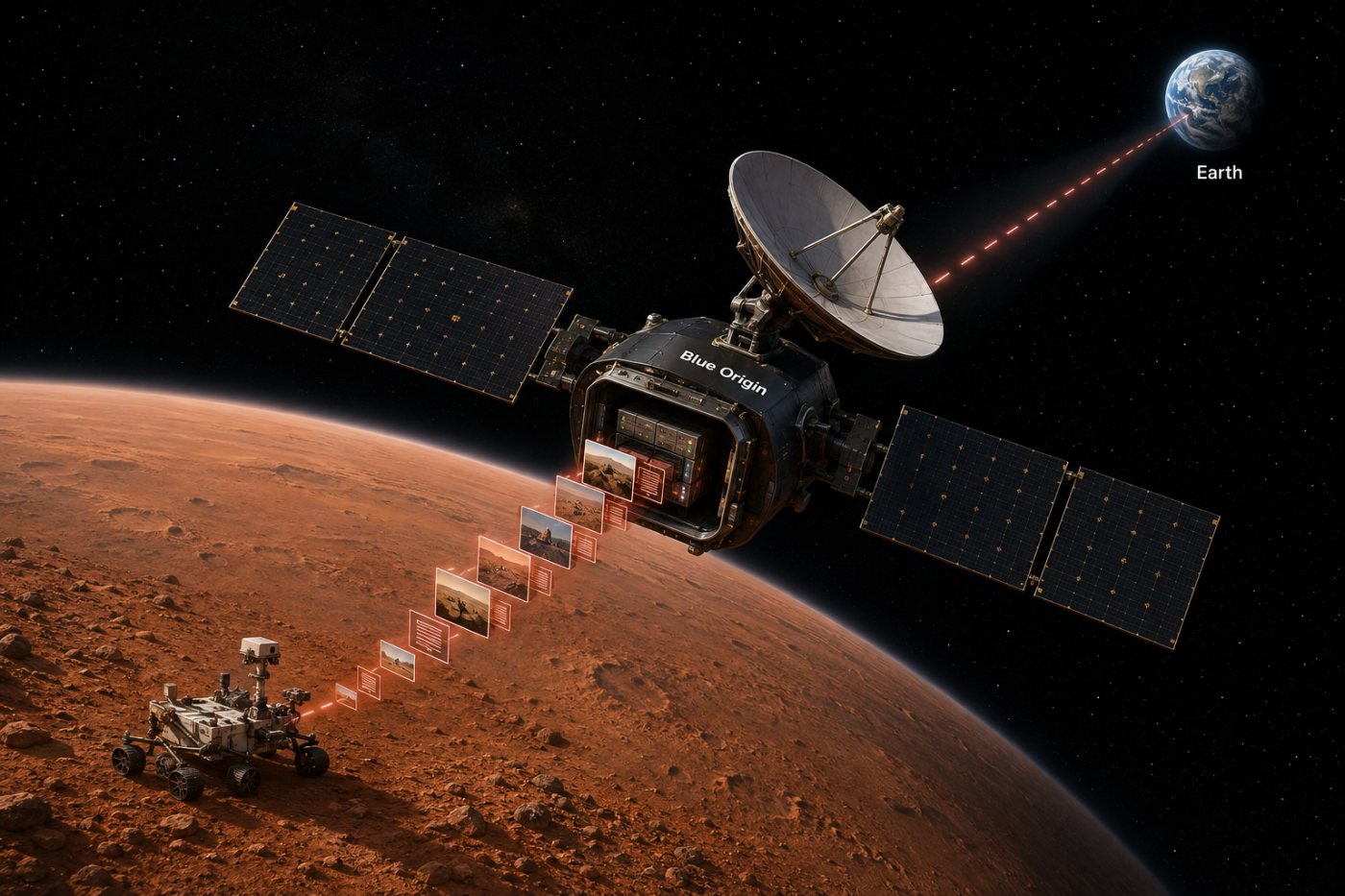 Orbiter Mars menerima data dari rover, menyimpannya, lalu mengarahkan antena untuk meneruskannya ke Bumi.