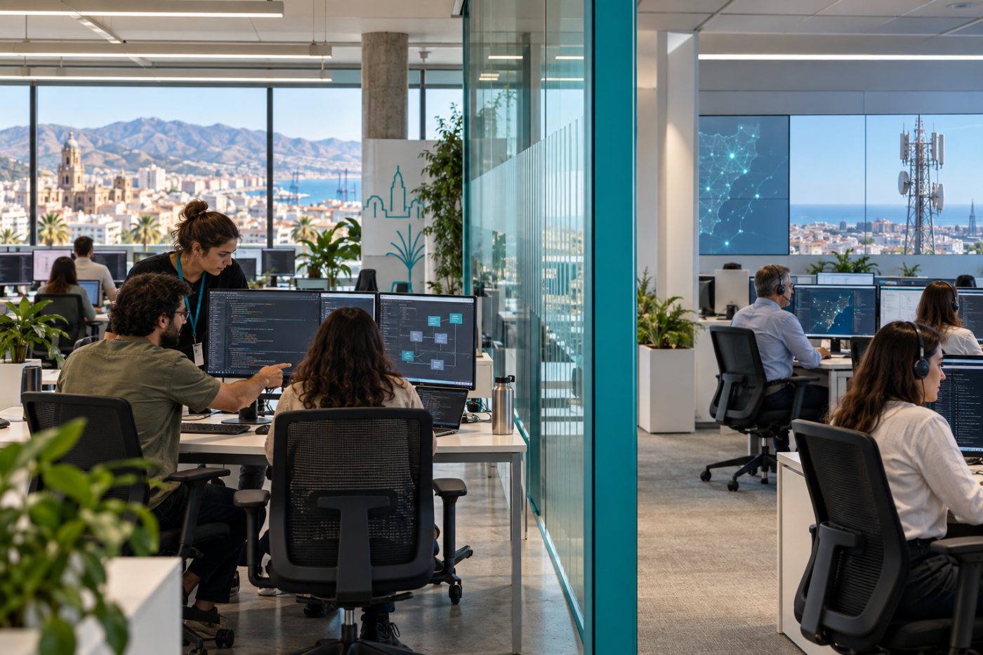 Actividad tecnológica de VOIS en Málaga, la organización de Vodafone Group afectada por el ERE y distinta de Vodafone España.