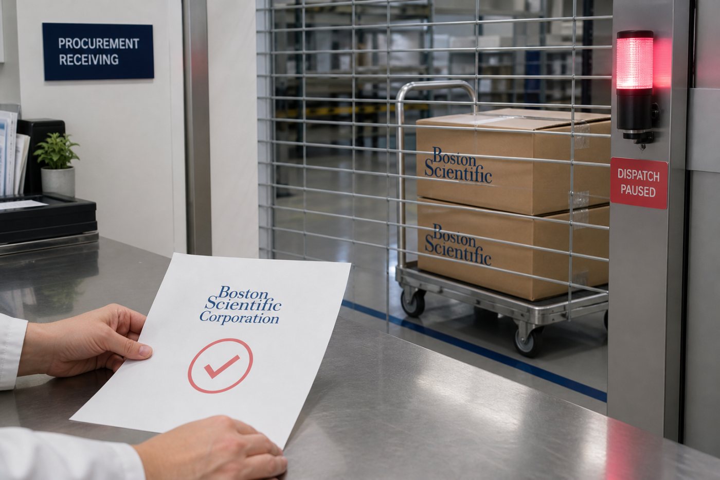 Boston Scientific-এর electronic order queue-তে জমা থাকলেও সংশ্লিষ্ট medical-device shipment প্রক্রিয়াকরণ ও dispatch বন্ধ
