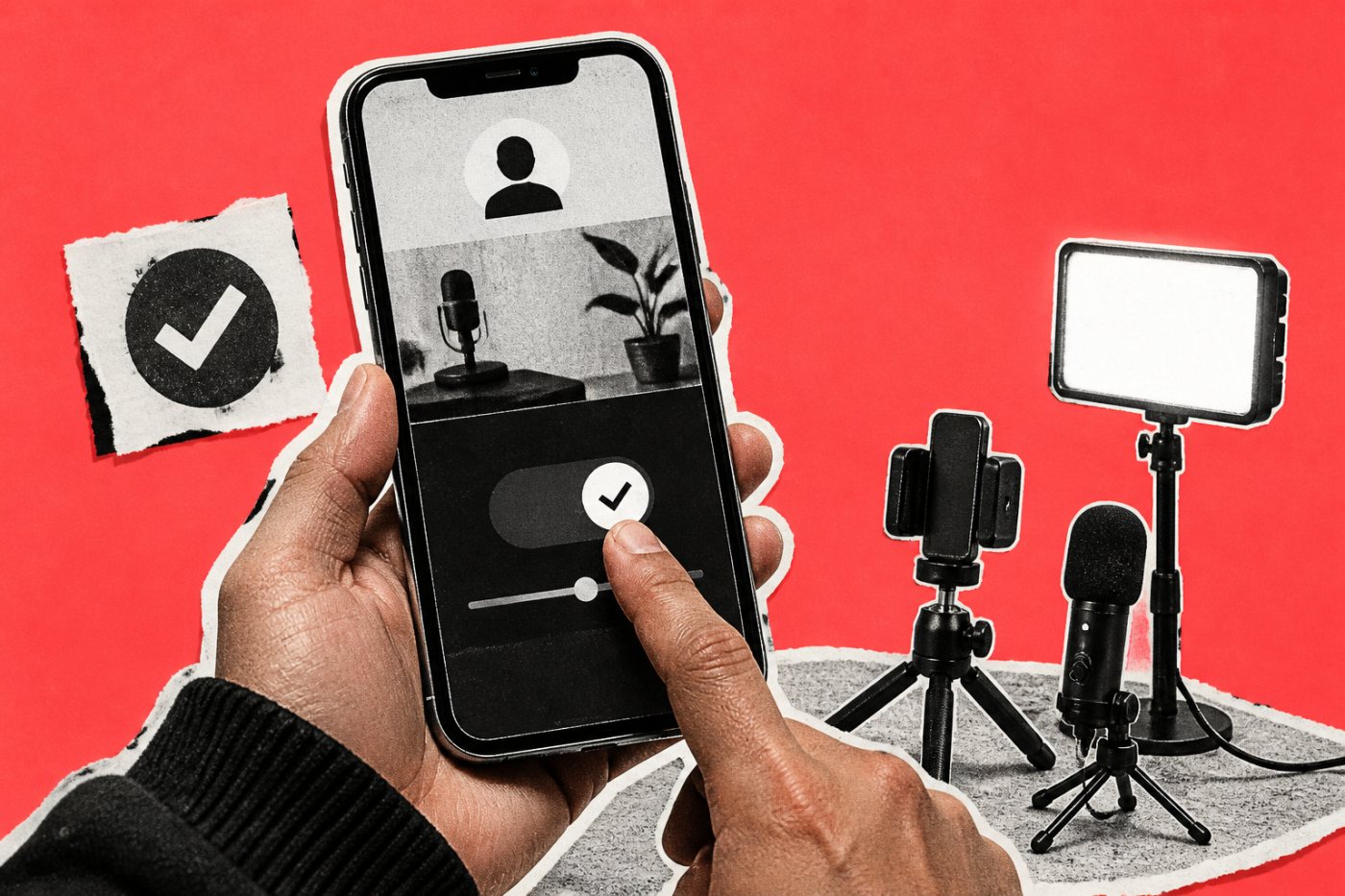 Comprobación de los requisitos del canal y del móvil antes de acceder al modo de práctica de YouTube.