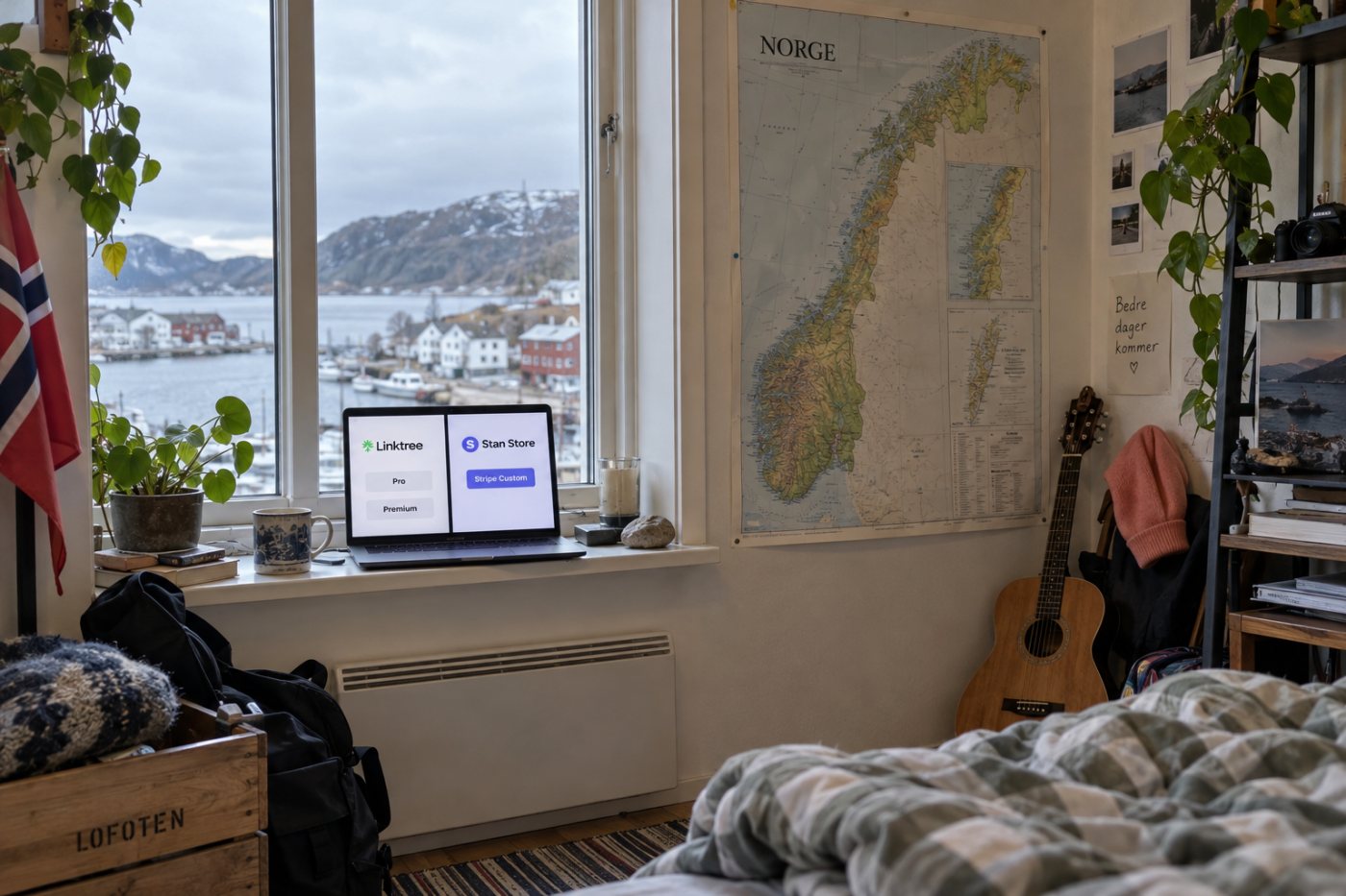 Norge er støttet for digitalt salg, men Linktree oppgir Pro eller Premium som vilkår, mens Stan krever en ny Stripe Custom-konto.