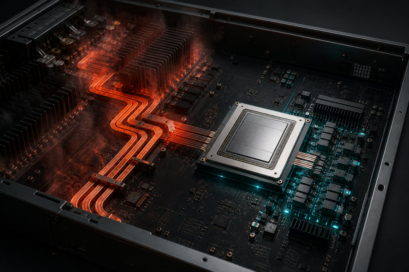 Servidor de IA evidencia como perdas elétricas e calor limitam a densidade computacional.
