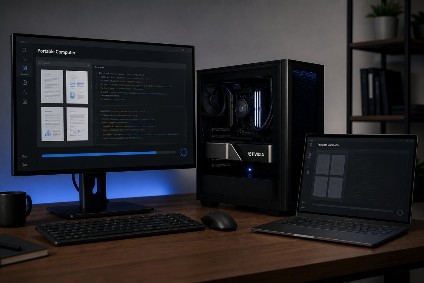 تشغيل Portable Computer على محطة Linux بذاكرة رسومية مؤهلة مقابل حاسوب عادي لا يطابق المتطلبات.