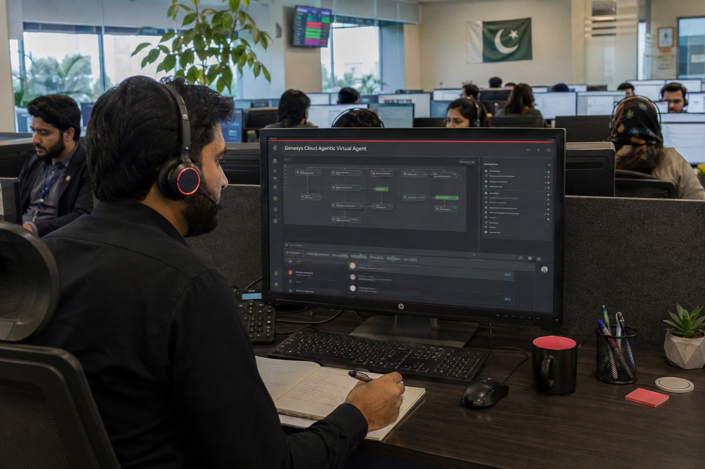 APT-2 پیچیدہ workflow چلاتا اور Deepgram گفتگو کی باری شناخت کرتا ہوا