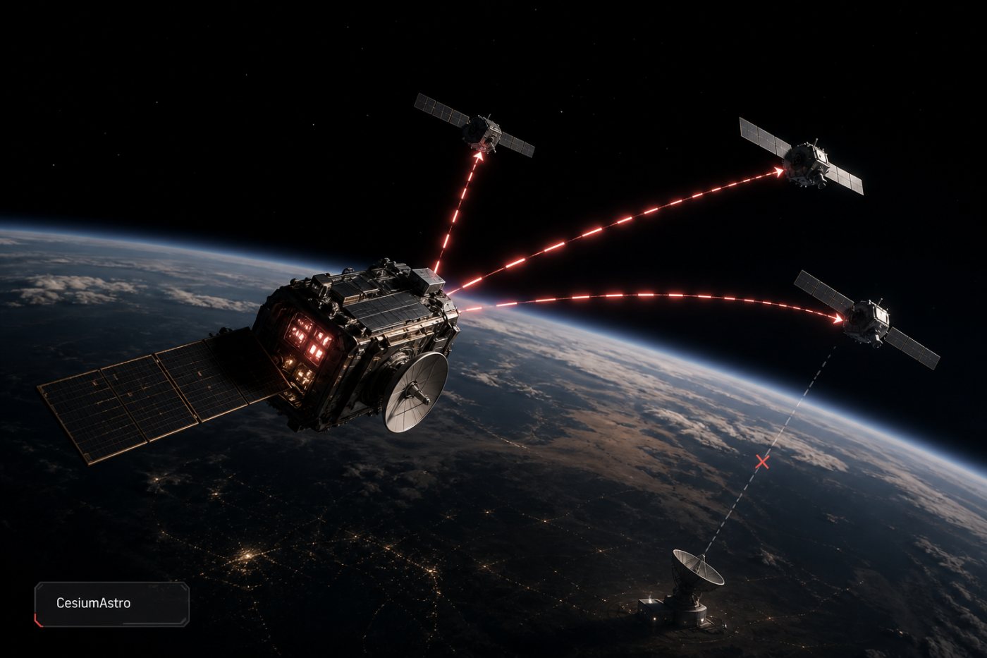 Distributed spacecraft coordinate mission execution through onboard processing when a ground connection is unavailable.