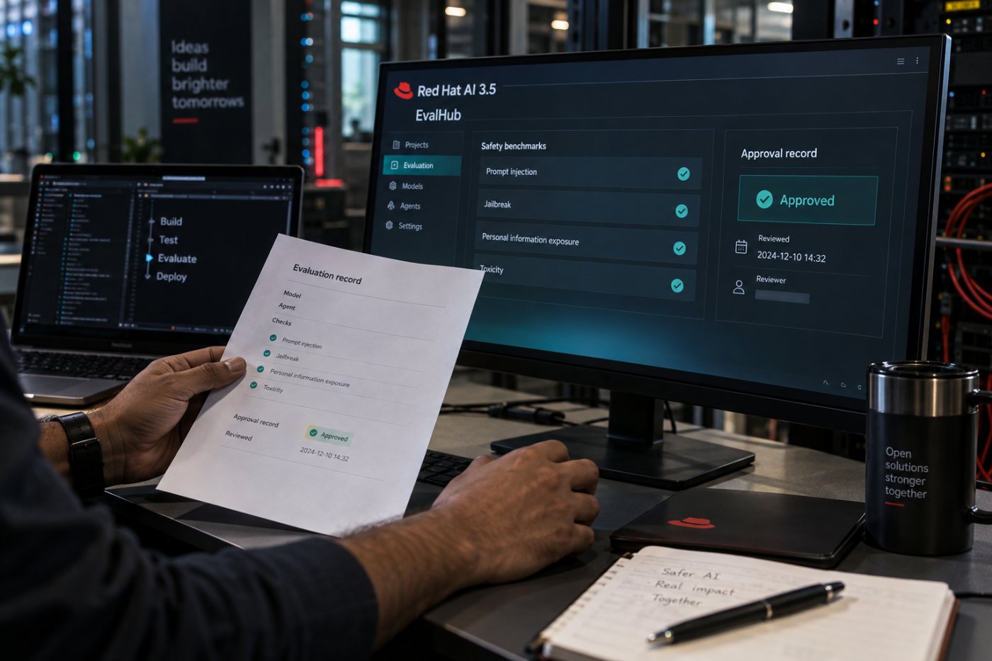 Red Hat AI 3.5 EvalHub-এ model ও agent-এর safety benchmark থেকে deployment approval evidence তৈরি হচ্ছে