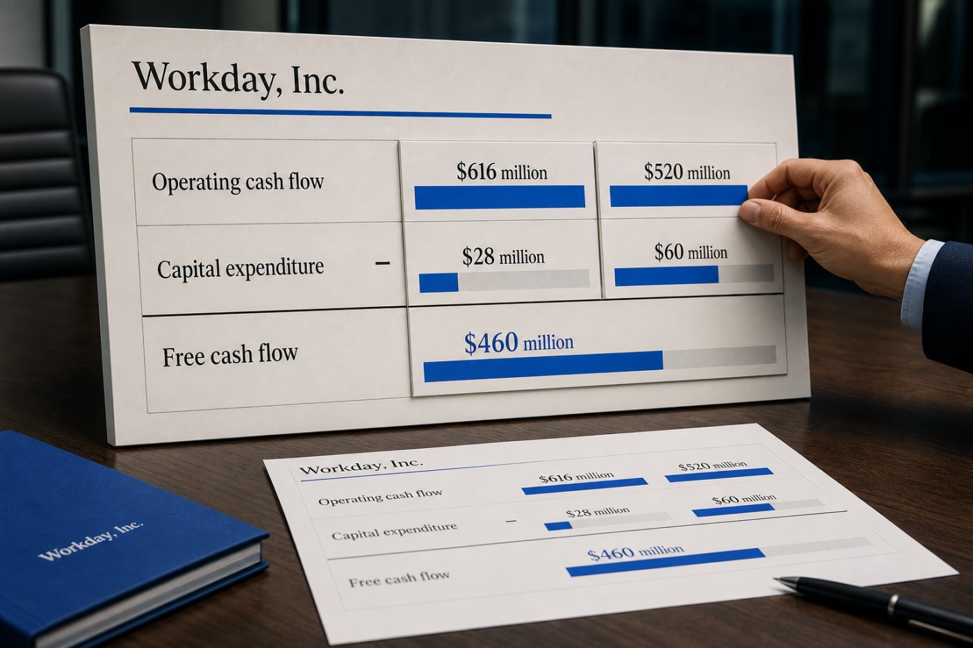 Сверка Workday показывает снижение операционного потока, рост капитальных затрат и свободный поток $460 млн.