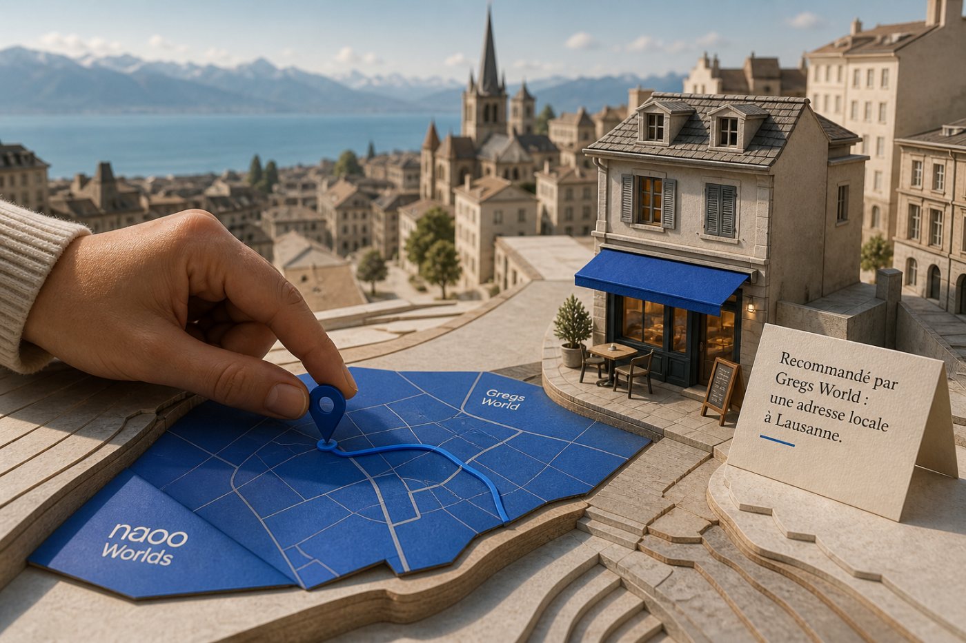 Gregs World relie à Lausanne un contenu francophone à une recommandation locale et à son lieu réel