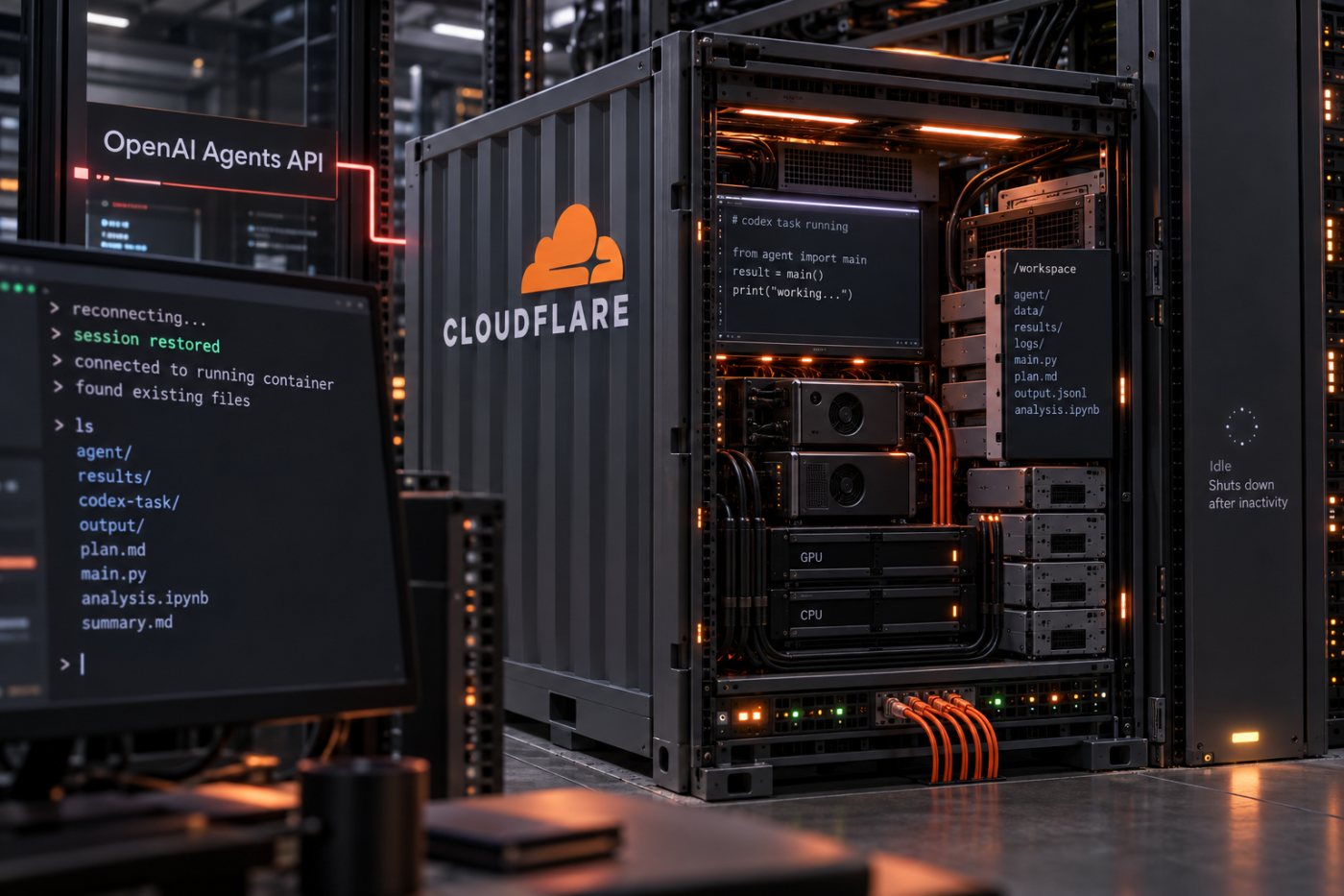 Cloudflare Container поддерживает работу сеанса Codex, восстанавливает подключение и завершается после простоя.