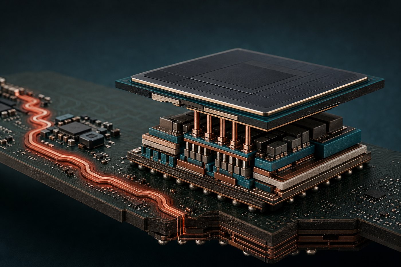 Claros technology moves voltage regulation beneath the AI processor to shorten the power-delivery path.