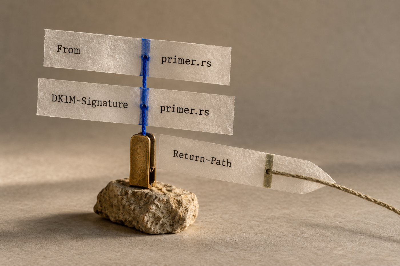 Поља From, Return-Path и DKIM-Signature показују како се домен пошиљаоца усклађује за DMARC проверу.