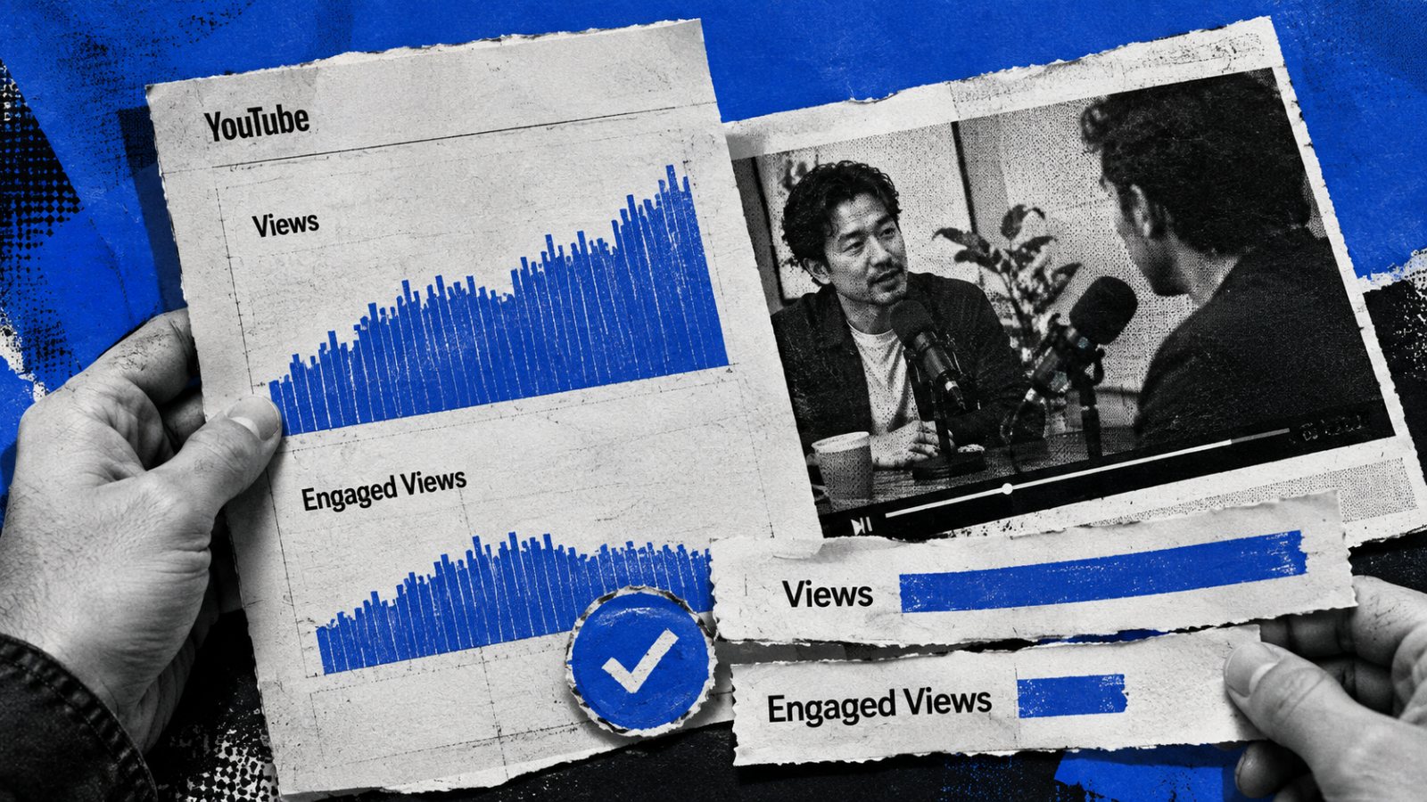 YouTubeポッドキャストの公開再生数、Engaged Viewsは64％