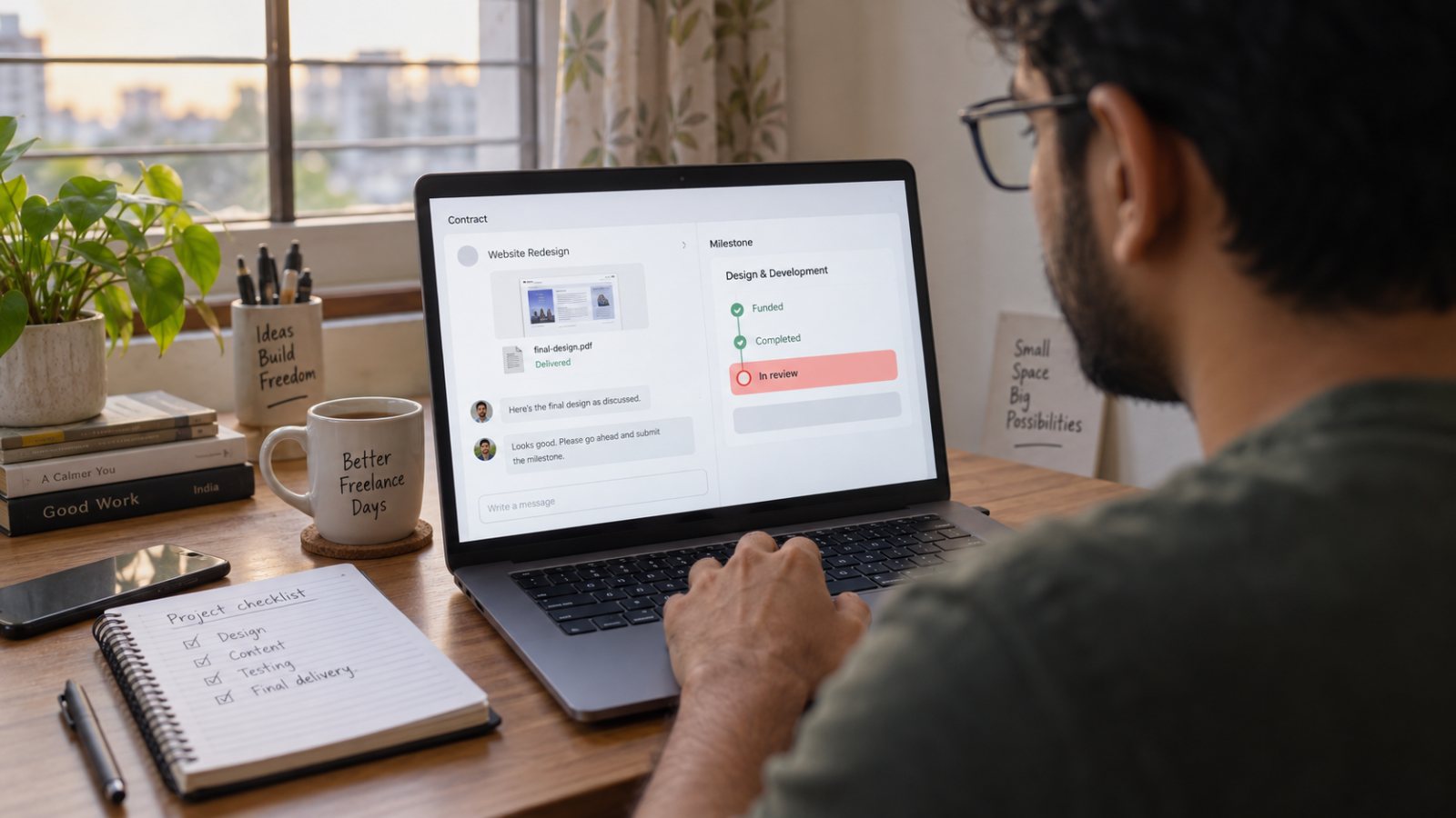 Upwork पर काम संदेश में भेजना काफी नहीं—भुगतान बटन भी दबाएँ