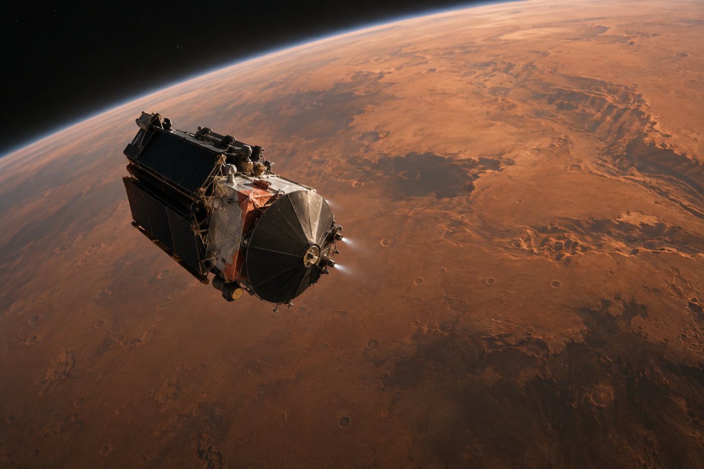 Orbitador chega a Marte antes da inserção orbital, dos testes e da entrada da rede em operação.