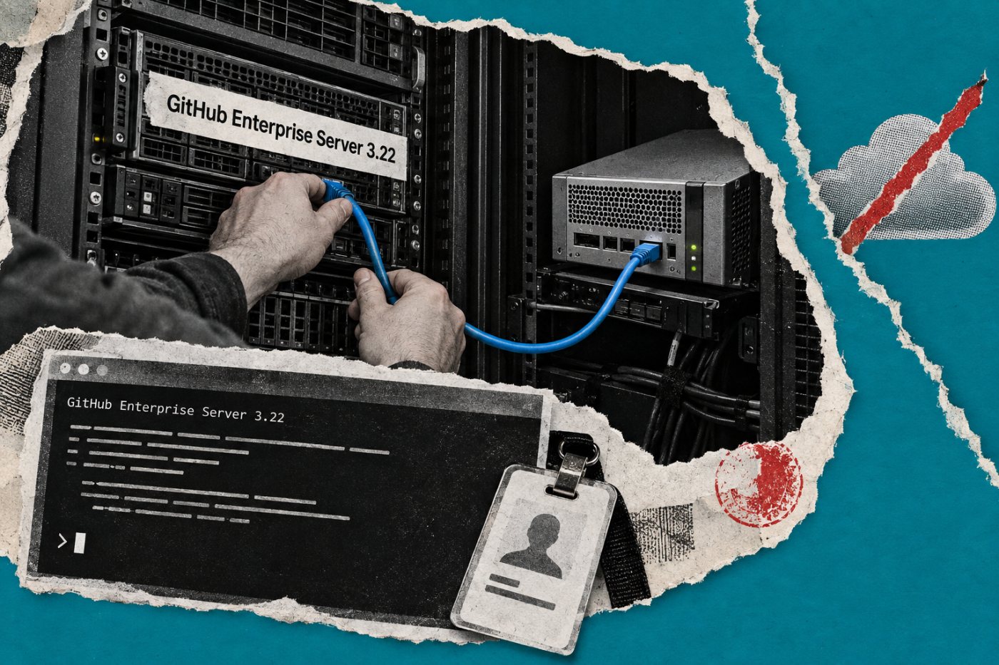 Copilot CLI relié à GHES 3.22 et à un fournisseur de modèle autorisé dans un réseau isolé.