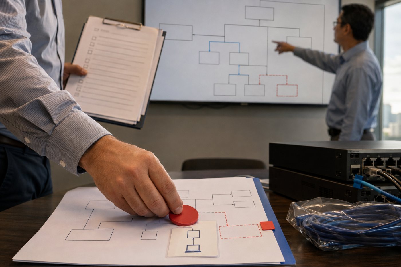 Un equipo valida la cobertura contractual y bloquea una configuración de IA no cubierta