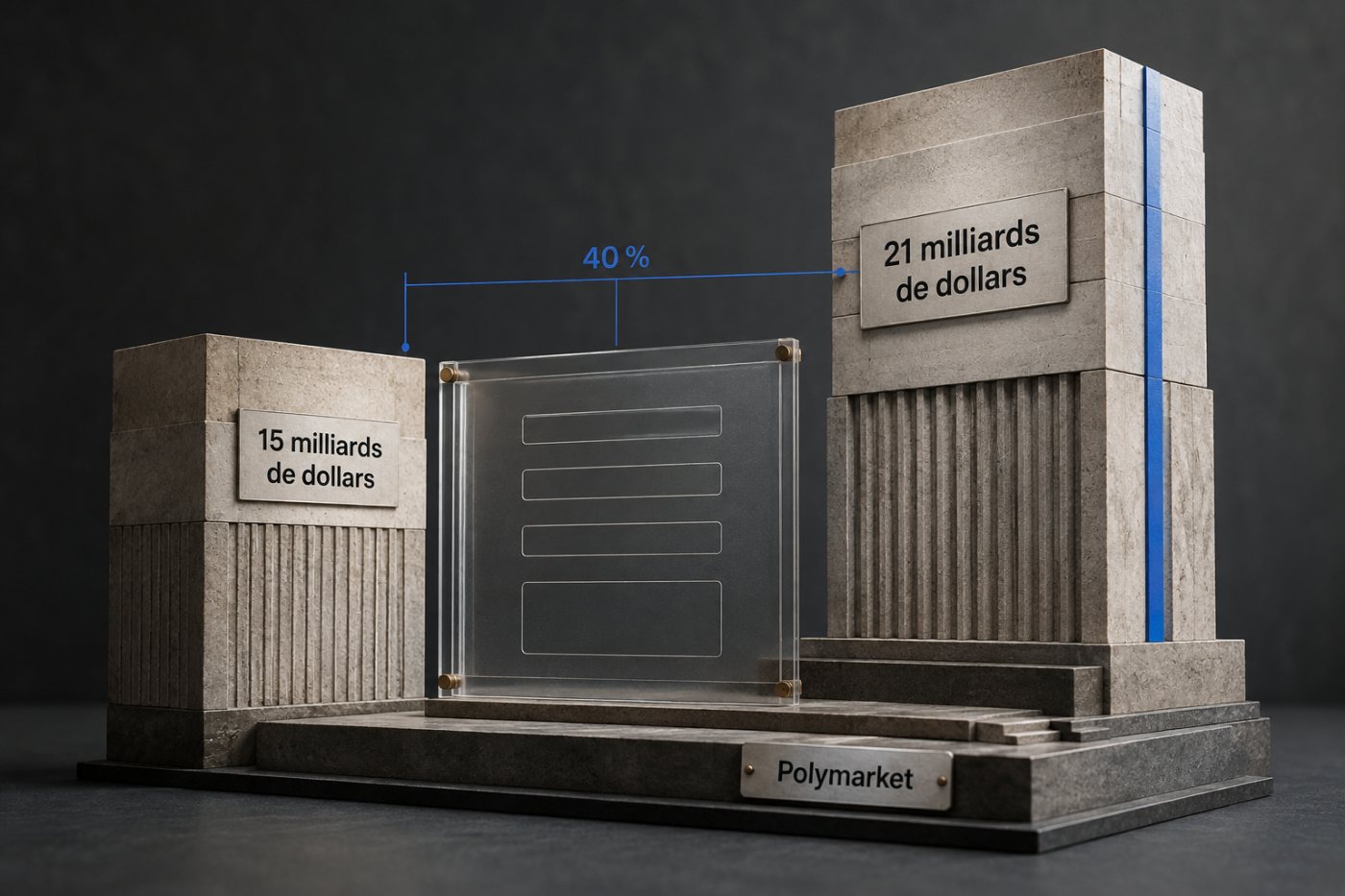 Comparaison de la valorisation rapportée de Polymarket, passée de 15 à 21 milliards de dollars.