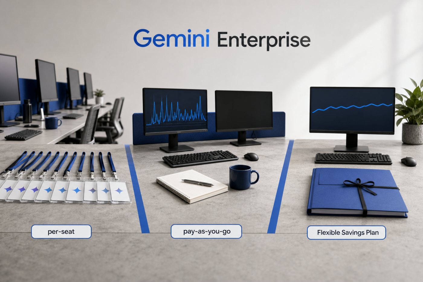 Düzenli, dönemsel ve öngörülebilir Gemini Enterprise kullanımlarının üç ödeme modeliyle eşleştirilmesi
