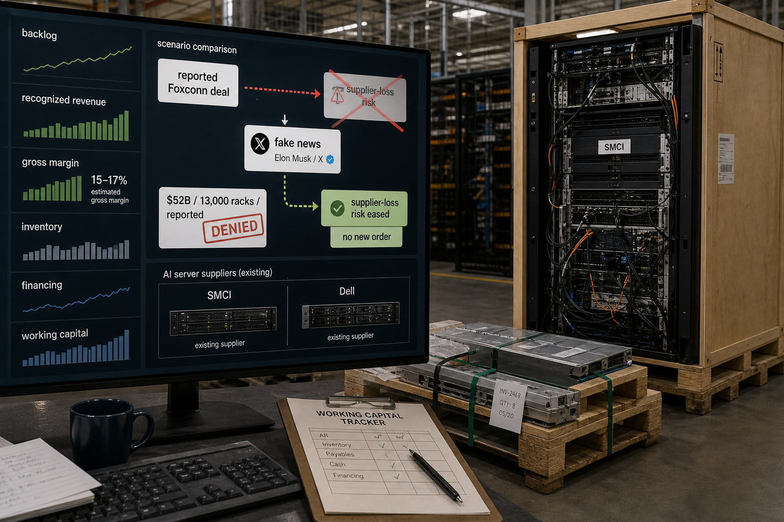 An investor compares Supermicro backlog, margins, inventory and financing before judging whether AI-server orders can become profitable revenue.